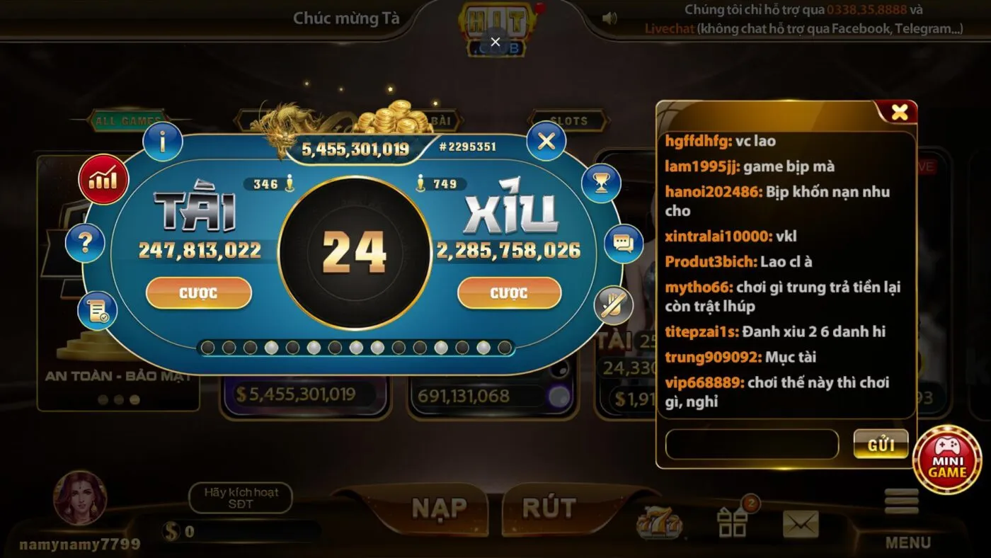Hình thức cá cược Tài Xỉu diễn ra trực tuyến tại trang giải trí của Hit Club